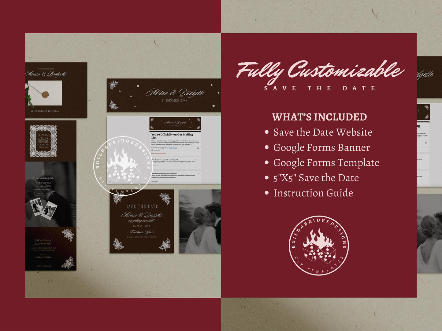 Old Money Wedding Save the Date Website Template Digital Wedding Save the Date Canva Template Wedding Google Forms Modern Wedding Website