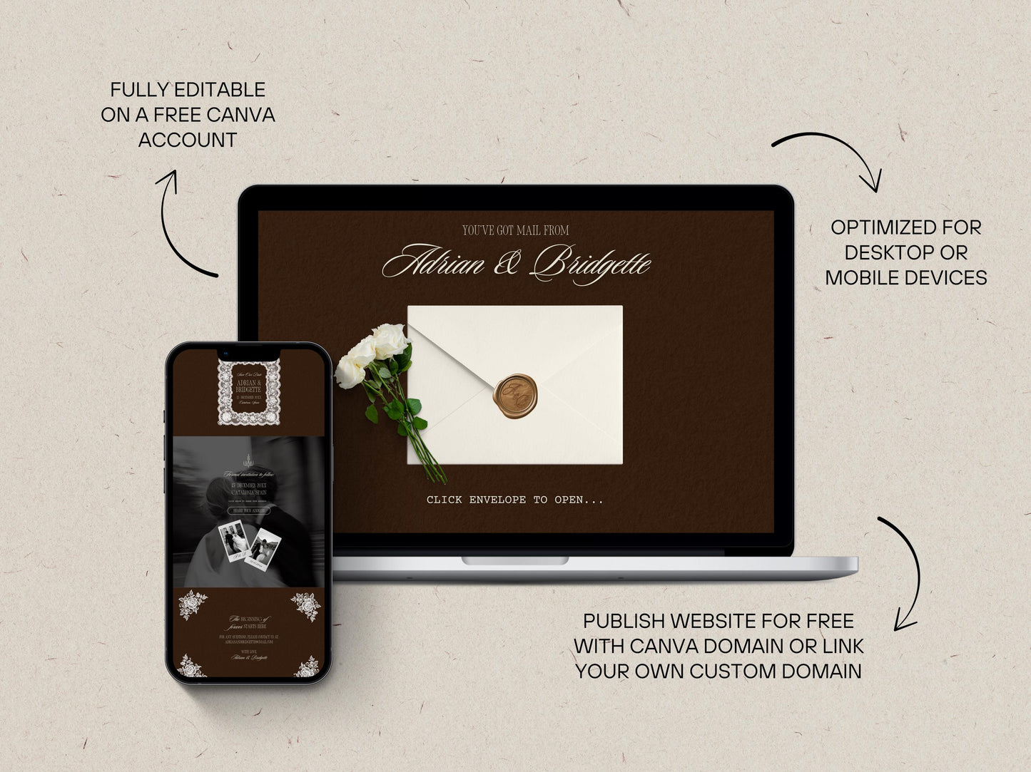 Old Money Wedding Save the Date Website Template Digital Wedding Save the Date Canva Template Wedding Google Forms Modern Wedding Website