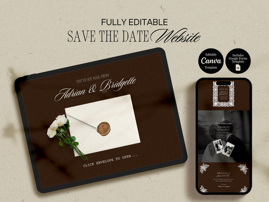 Old Money Wedding Save the Date Website Template Digital Wedding Save the Date Canva Template Wedding Google Forms Modern Wedding Website