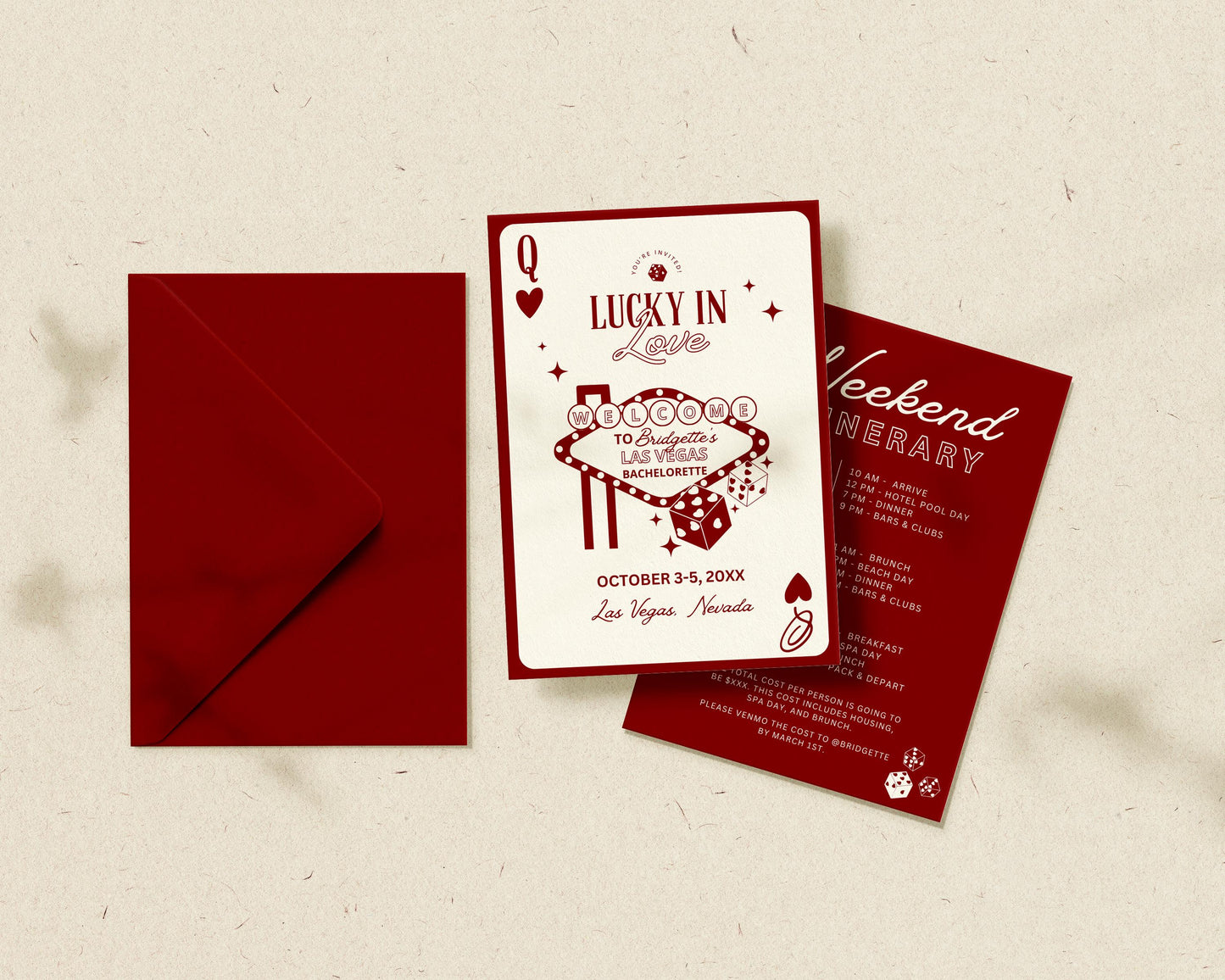 Vegas Bachelorette Bundle Templates Lucky in Love Invitation Playing Card Vintage Vegas Wedding Retro Vegas Welcome Sign Vegas Menu Design