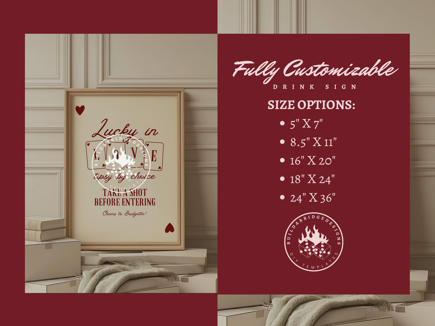 Lucky in Love Bachelorette Bundle Templates Vegas Invitation Playing Card Vintage Vegas Wedding Retro Vegas Welcome Sign Vegas Menu Design
