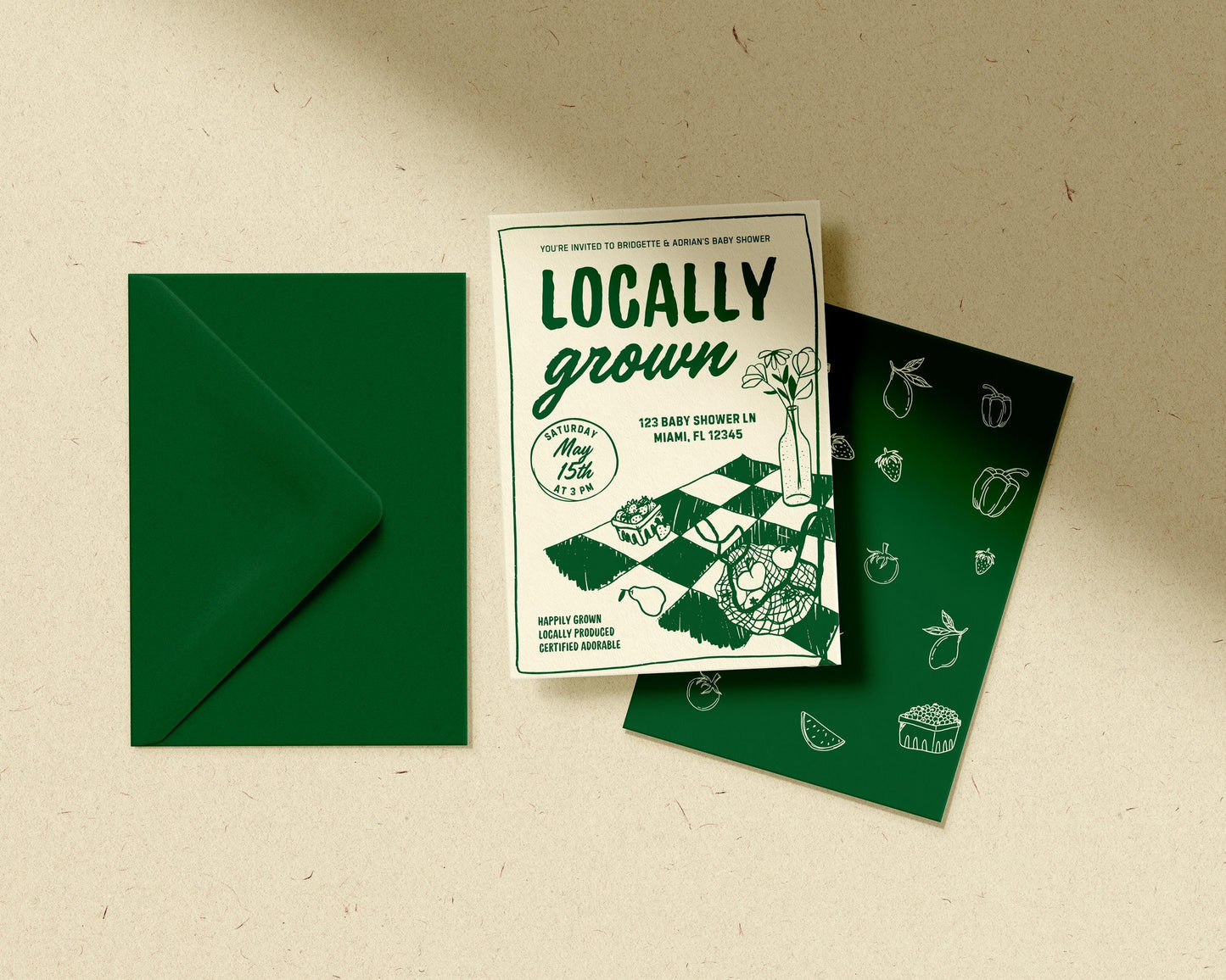 Locally Grown Baby Shower Bundle Templates Editable Farmers Market Baby Shower Invitation Hand Drawn Locally Grown Baby Sprinkle Signage