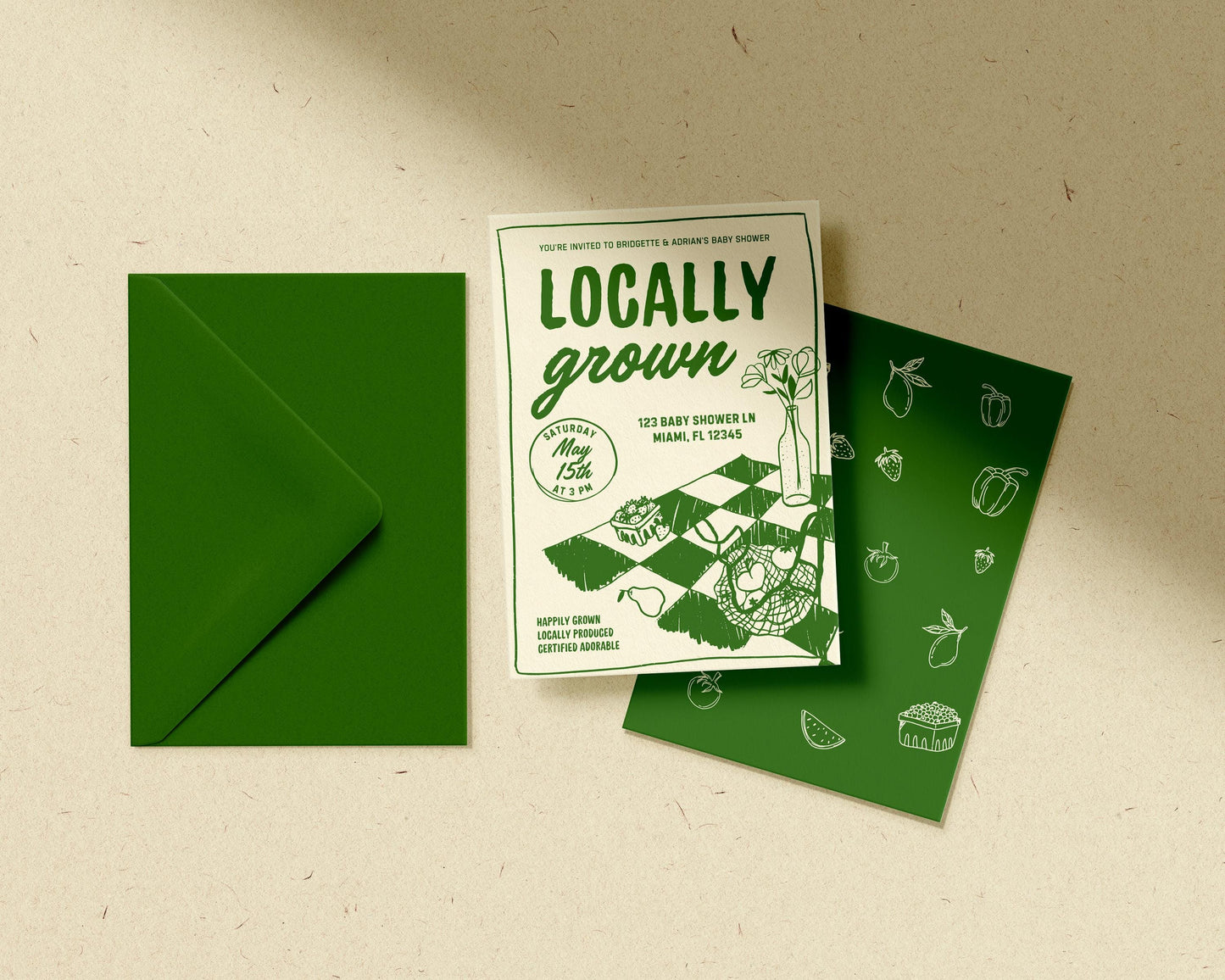 Locally Grown Baby Shower Bundle Templates Editable Farmers Market Baby Shower Invitation Hand Drawn Locally Grown Baby Sprinkle Signage