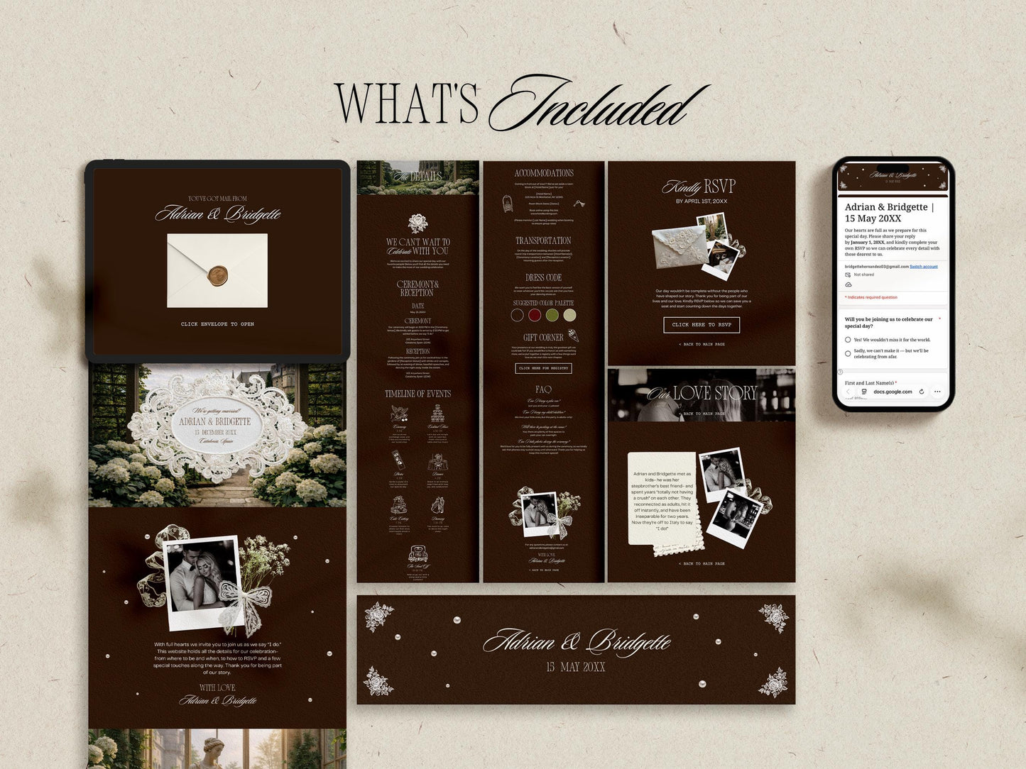 Old Money Wedding Website Template Editable Digital Wedding Invitation Website RSVP Google Forms Classy Wedding Website Invitation Moody