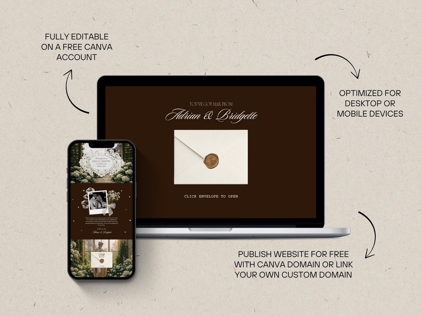 Old Money Wedding Website Template Editable Digital Wedding Invitation Website RSVP Google Forms Classy Wedding Website Invitation Moody