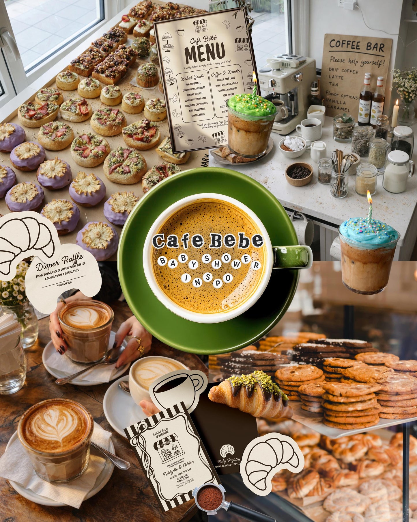 Cafe Bebe Baby Shower Bundle Templates Editable Coffee Shop Baby Shower Invitation Diaper Raffle Baby Is Brewing Home Cafe Baby Shower Games
