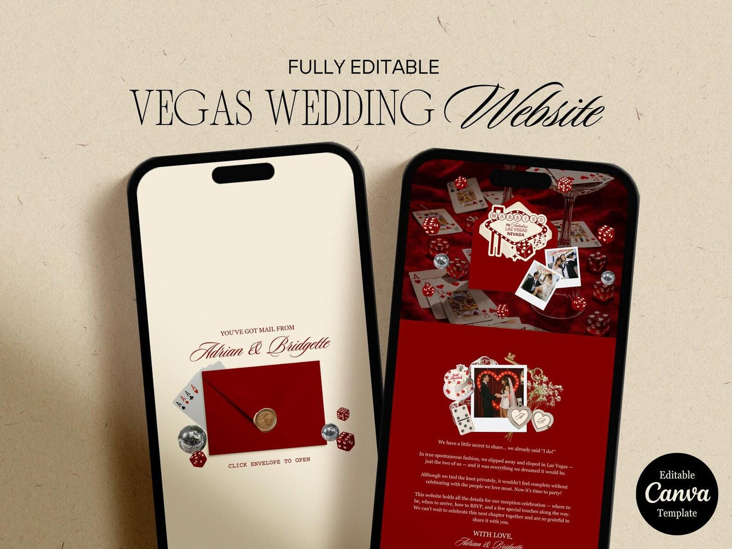 Vegas Wedding Save the Date Website Template Editable DIY Digital Save the Date Website Lucky in Love Vegas Elopement Save the Date Template
