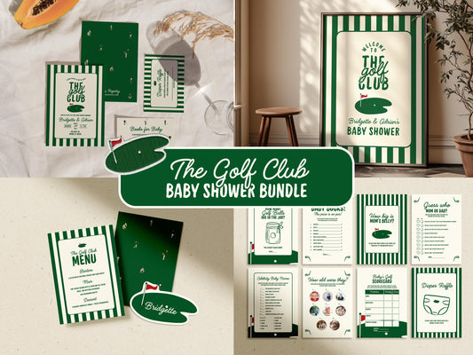 Vintage Golf Baby Shower Bundle Templates Old Money Country Club Invitation Editable Golf Welcome Sign Baby Shower Games Country Club Menu