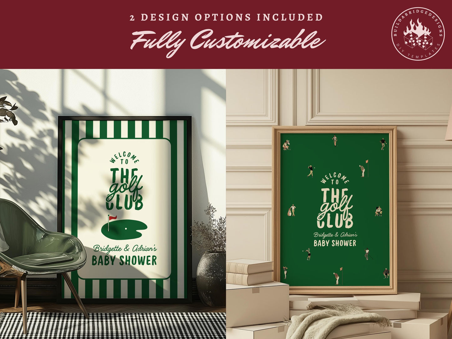 Vintage Golf Baby Shower Bundle Templates Old Money Country Club Invitation Editable Golf Welcome Sign Baby Shower Games Country Club Menu