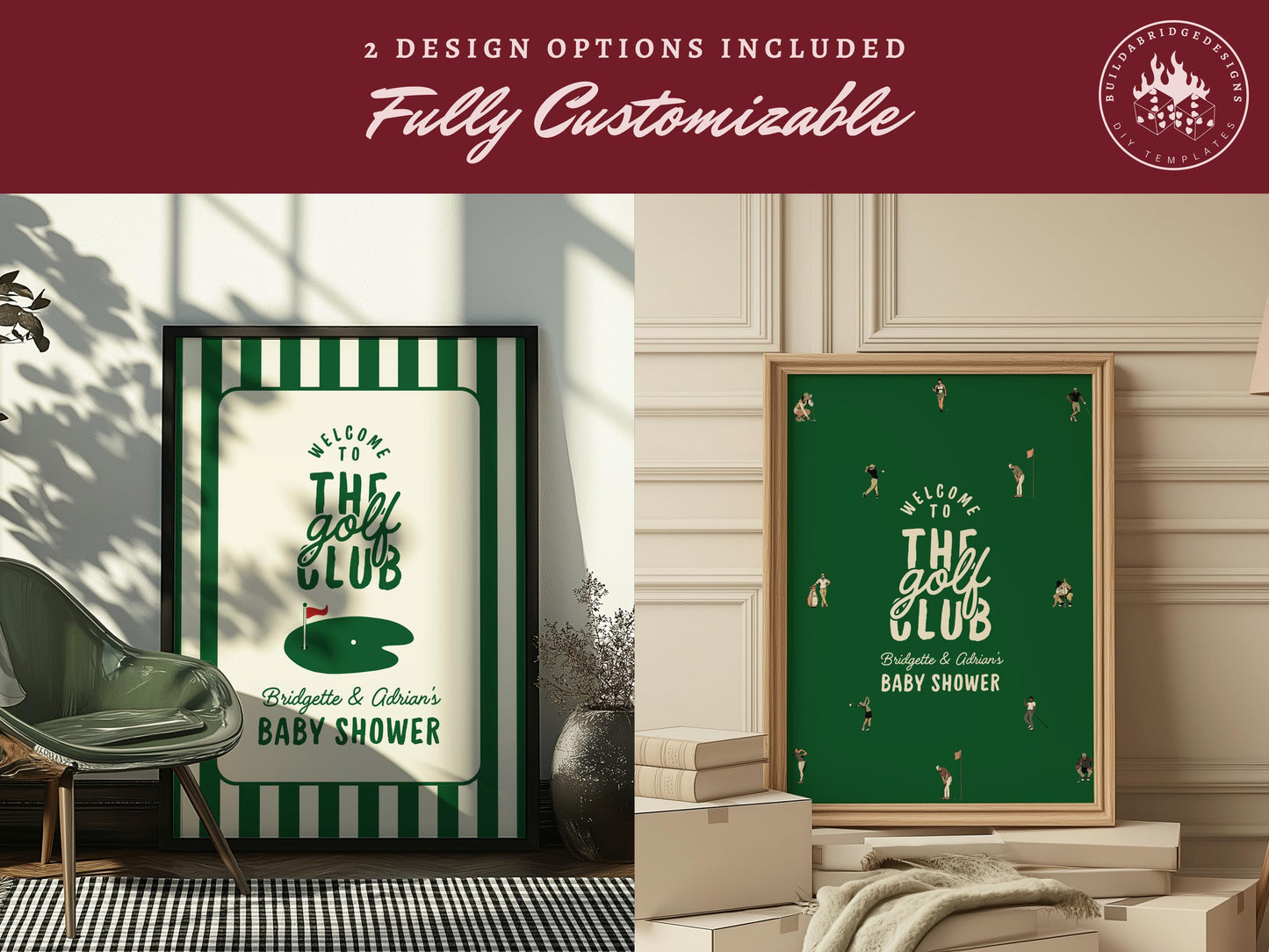 Vintage Golf Baby Shower Bundle Templates Old Money Country Club Invitation Editable Golf Welcome Sign Baby Shower Games Country Club Menu