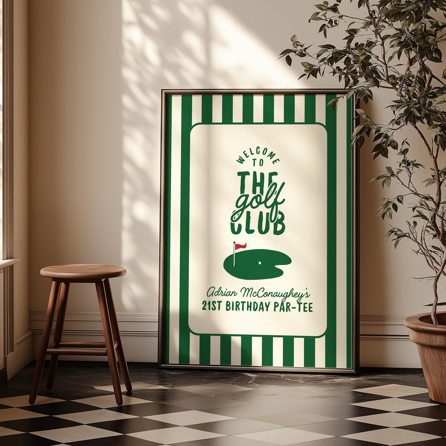 Vintage Golf Birthday Bundle Template Old Money Country Club Invitation Editable Golf Welcome Sign Let's Par-Tee Country Club Menu Elegant