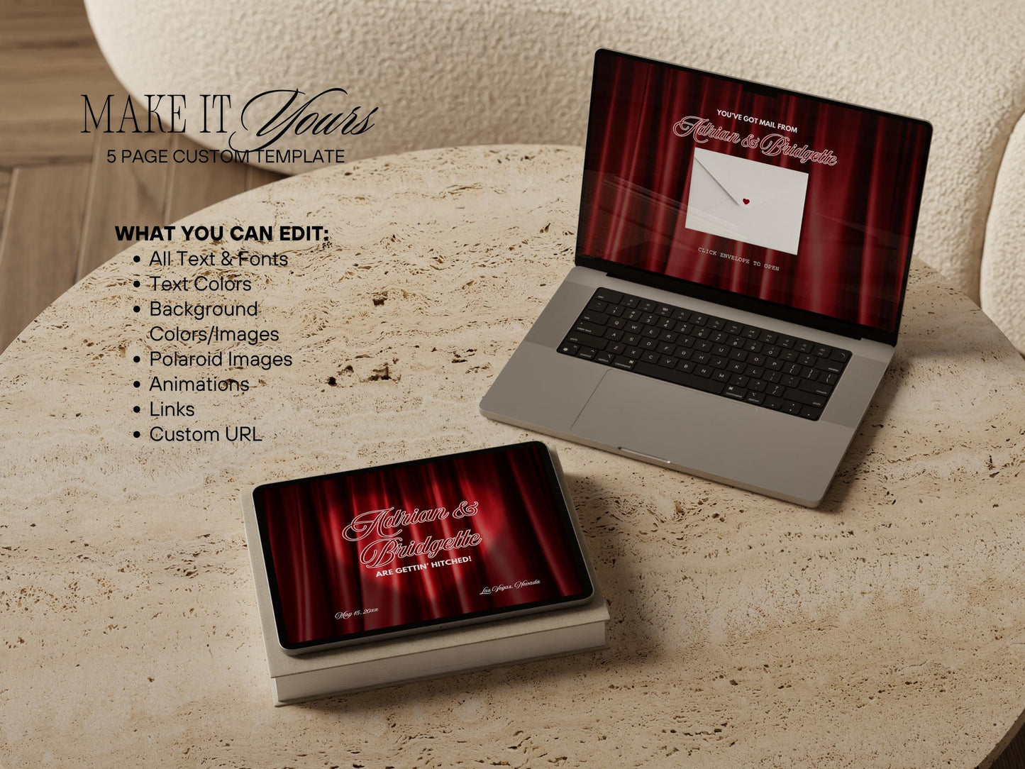Luxury Wedding Website Template Digital Wedding Invitation RSVP Google Forms Old Hollywood Canva Website Template Vintage Wedding Website