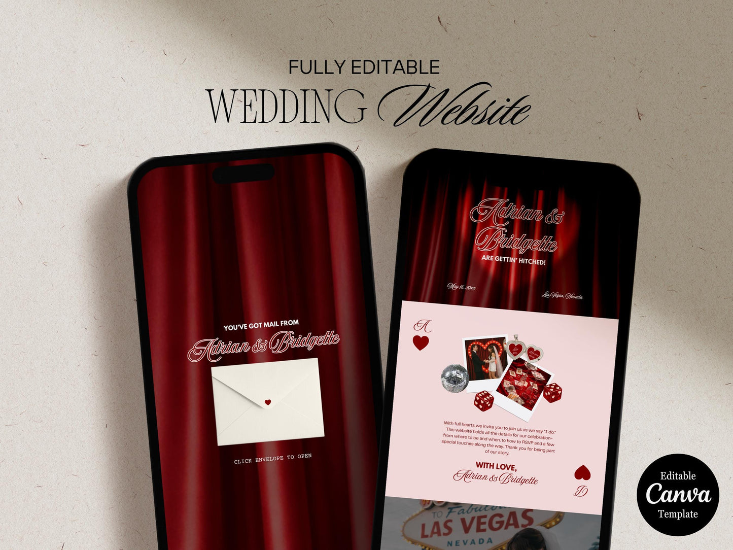 Luxury Wedding Website Template Digital Wedding Invitation RSVP Google Forms Old Hollywood Canva Website Template Vintage Wedding Website