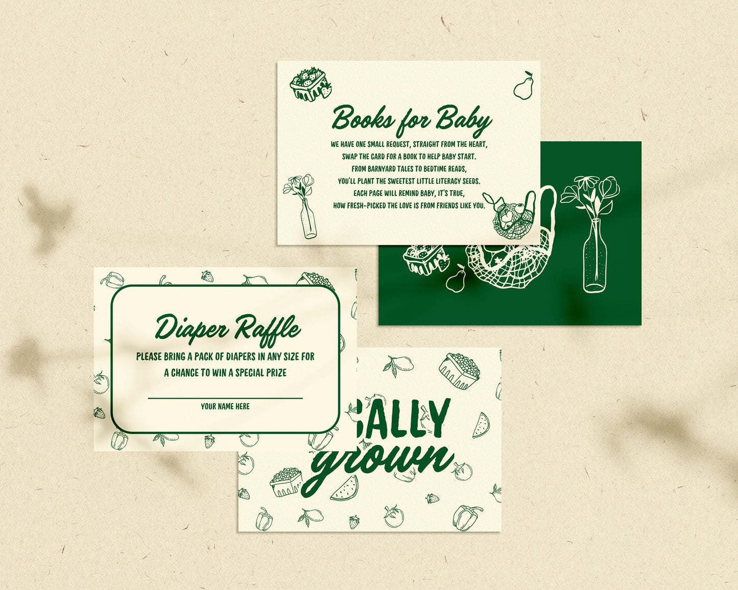 Locally Grown Baby Shower Bundle Templates Editable Farmers Market Baby Shower Invitation Hand Drawn Locally Grown Baby Shower Decor Signs