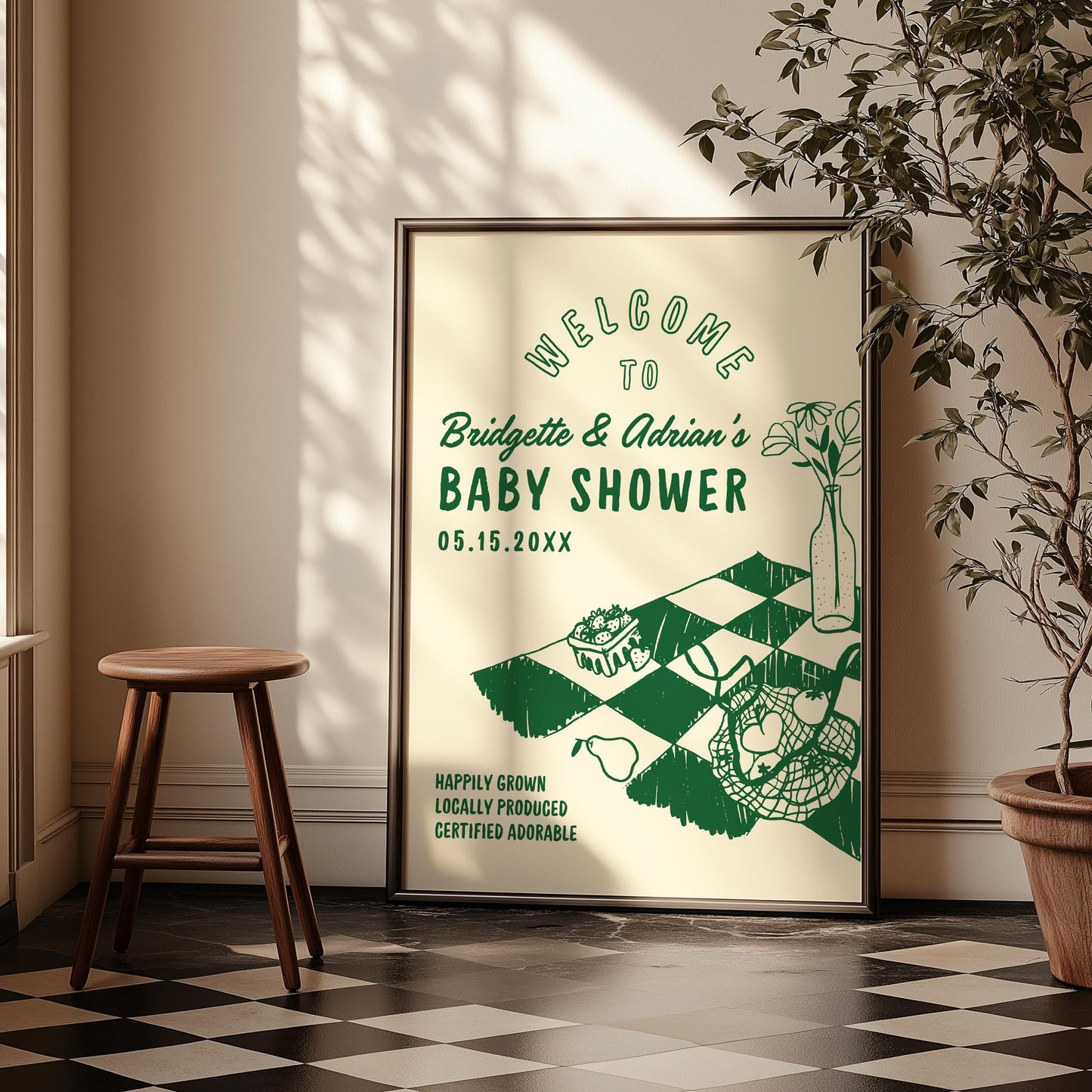 Locally Grown Baby Shower Bundle Templates Editable Farmers Market Baby Shower Invitation Hand Drawn Locally Grown Baby Shower Decor Signs