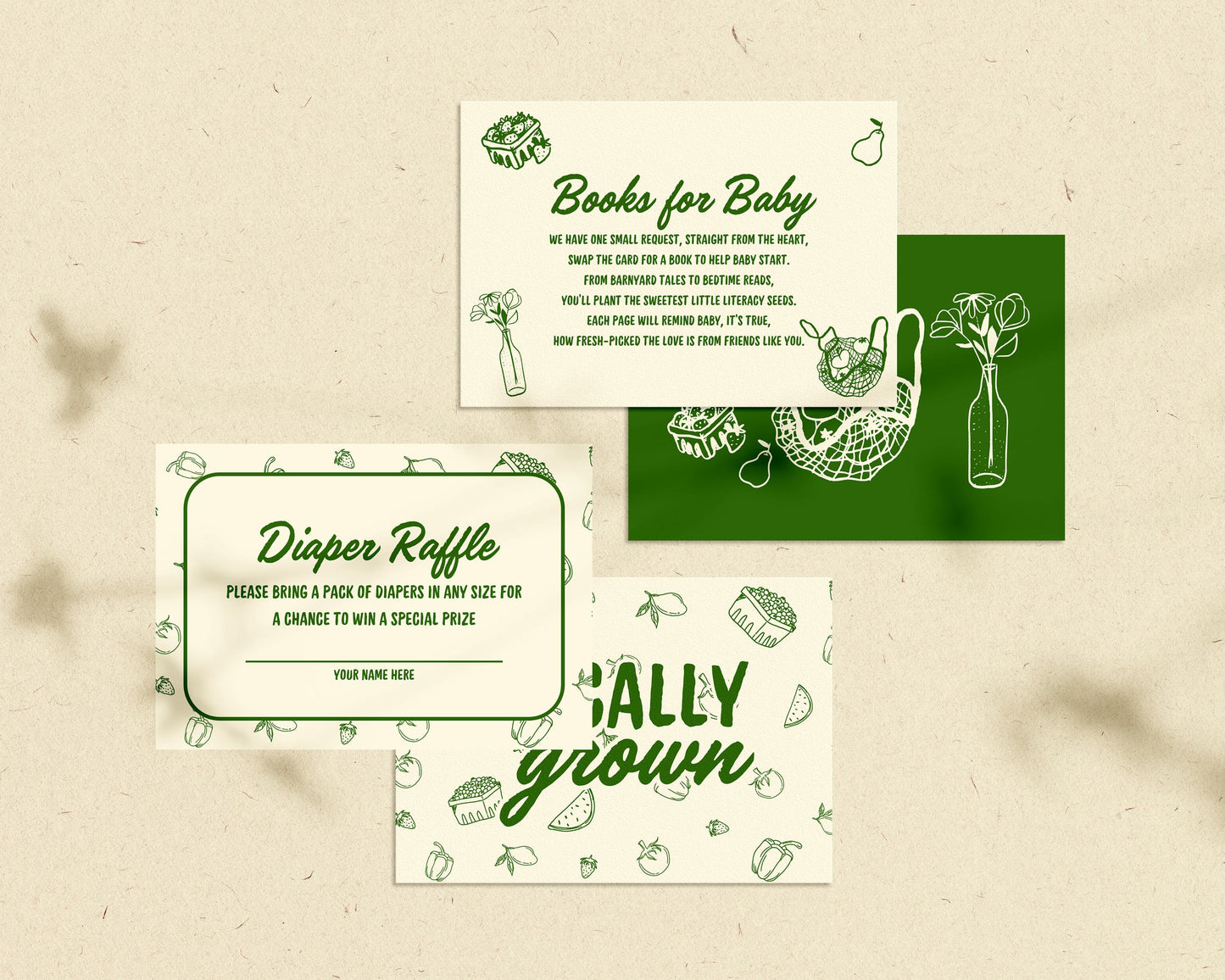 Locally Grown Baby Shower Bundle Templates Editable Farmers Market Baby Shower Invitation Hand Drawn Locally Grown Baby Sprinkle Signage