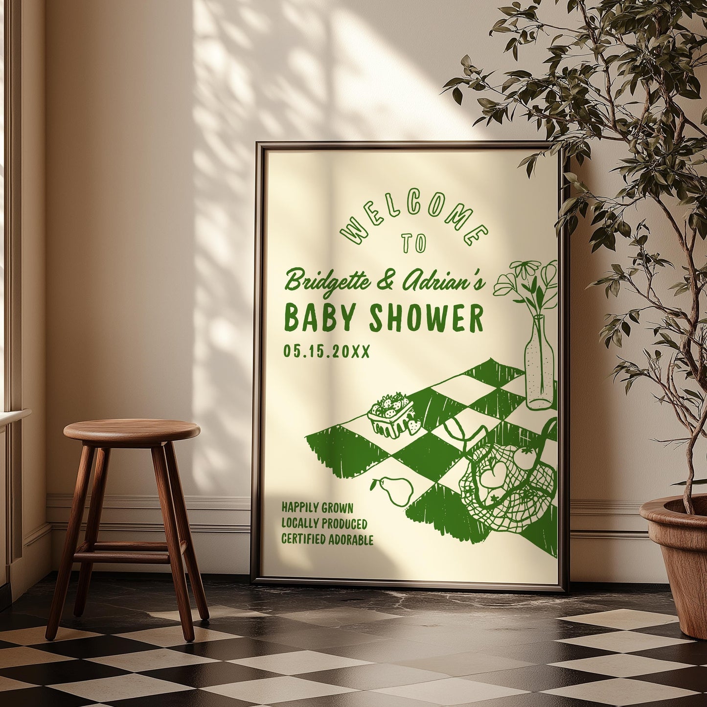 Locally Grown Baby Shower Bundle Templates Editable Farmers Market Baby Shower Invitation Hand Drawn Locally Grown Baby Sprinkle Signage