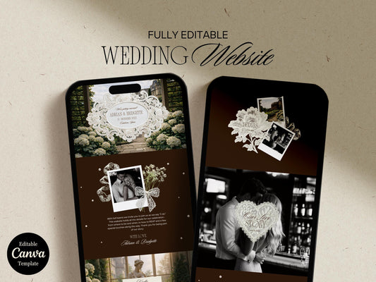 Old Money Wedding Website Template Editable Digital Wedding Invitation Website RSVP Google Form Classy Wedding Website Invitation Moody