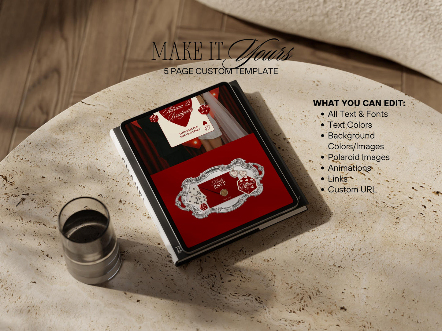 Vegas Elopement Website Template Editable Vegas Wedding Invitation Website RSVP Google Forms Lucky in Love Vegas Elopement Reception Invite