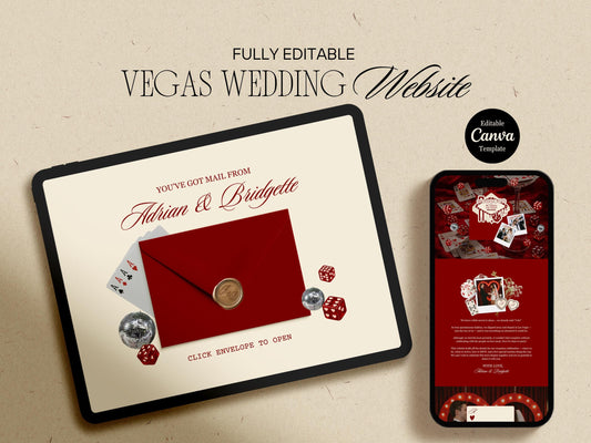 Vegas Elopement Website Template Editable Vegas Wedding Invitation Website RSVP Google Forms Lucky in Love Vegas Elopement Reception Invite