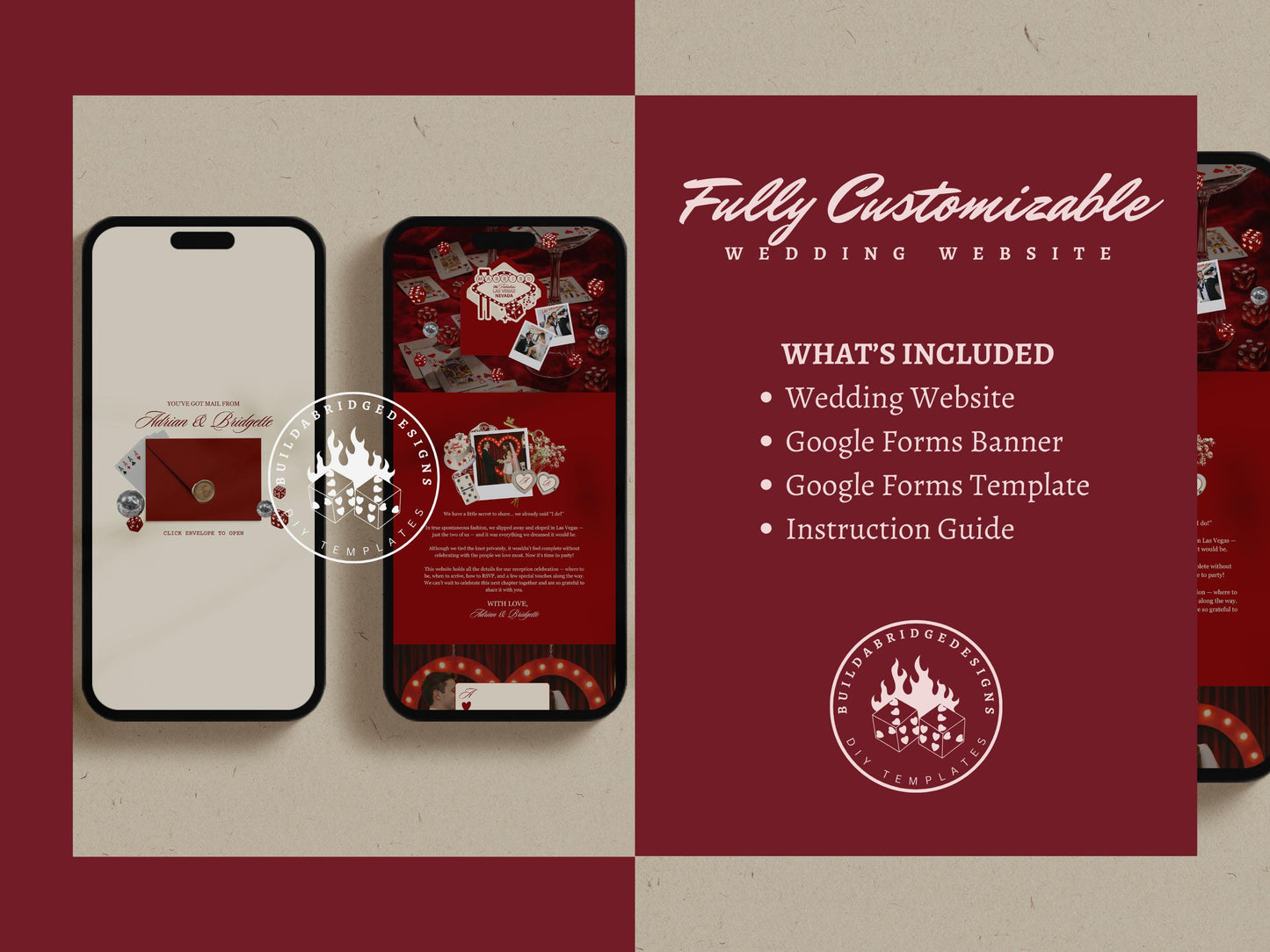 Vegas Elopement Website Template Editable Vegas Wedding Invitation Website RSVP Google Forms Lucky in Love Vegas Elopement Reception Invite