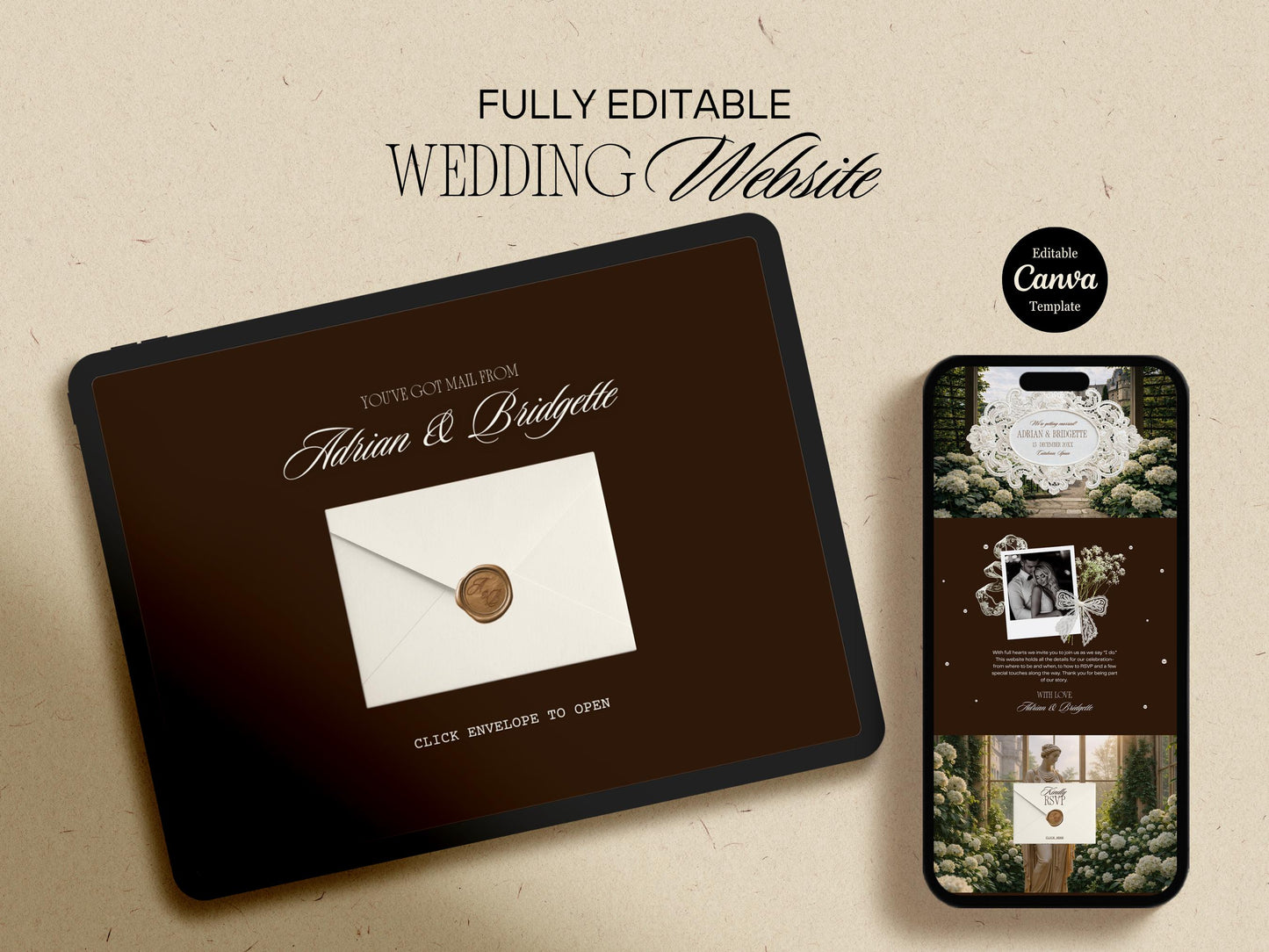 Old Money Wedding Website Template Editable Digital Wedding Invitation Website RSVP Google Forms Classy Wedding Website Invitation Moody