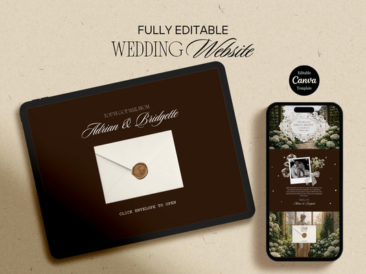 Old Money Wedding Website Template Editable Digital Wedding Invitation Website RSVP Google Forms Classy Wedding Website Invitation Moody