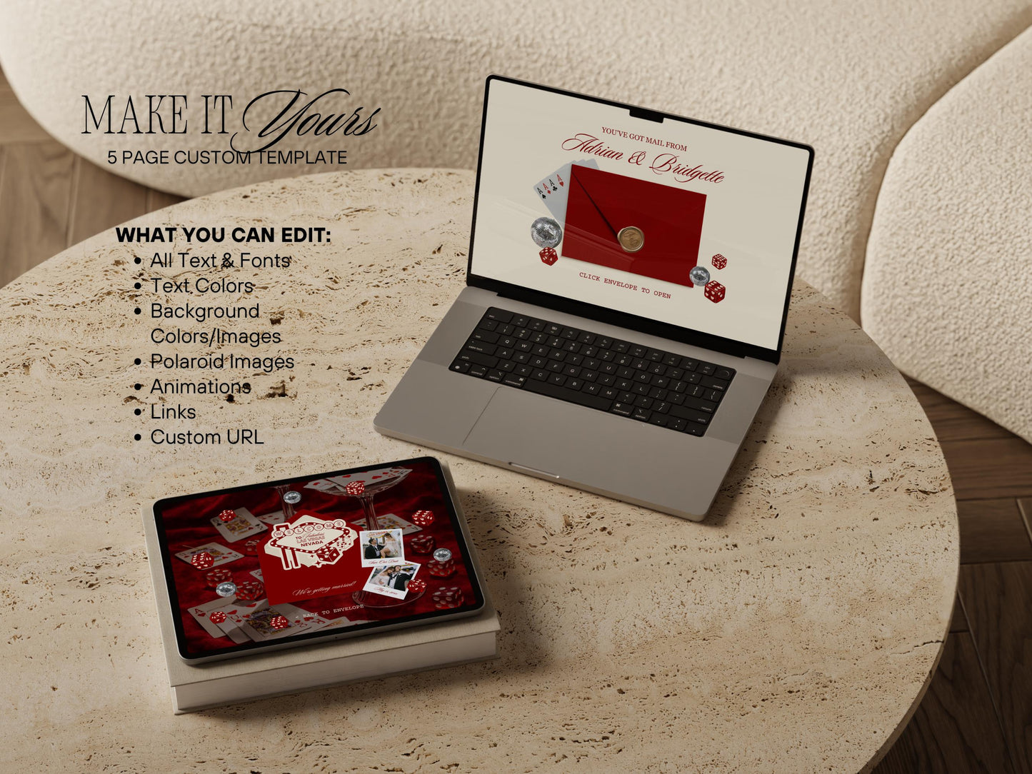 Vegas Wedding Save the Date Website Template Editable DIY Digital Save the Date Website Lucky in Love Vegas Elopement Save the Date Template