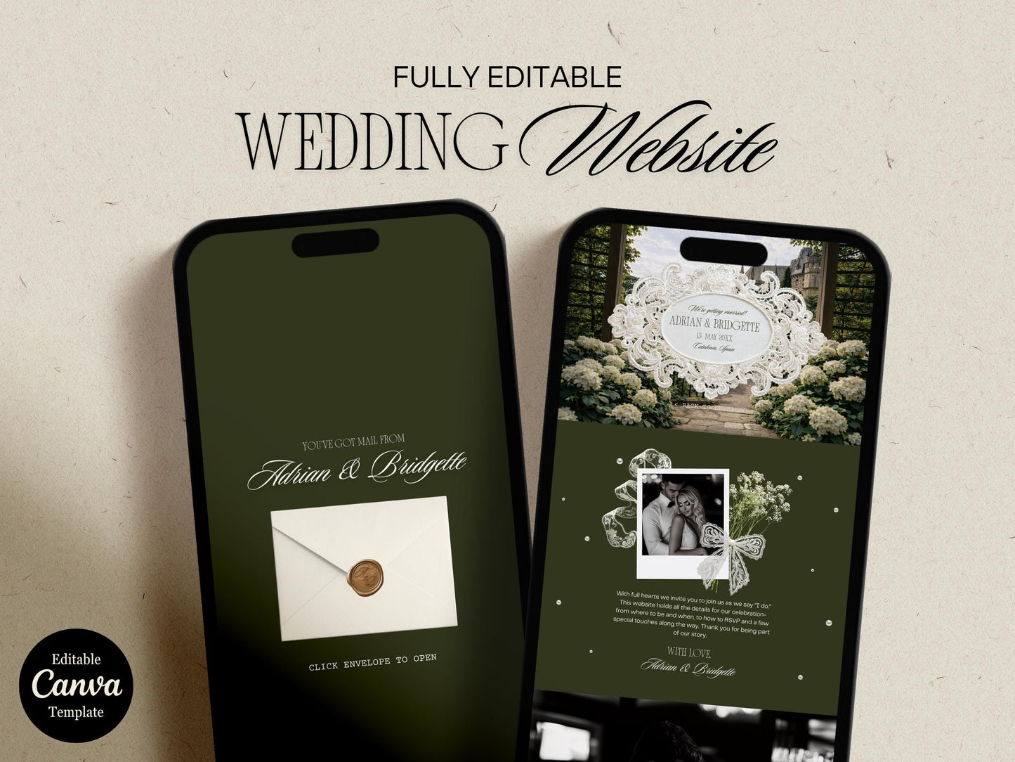 Old Money Wedding Website Template Editable Luxury Wedding Website RSVP Google Forms Classy Wedding Website Invitation Canva Website Invite