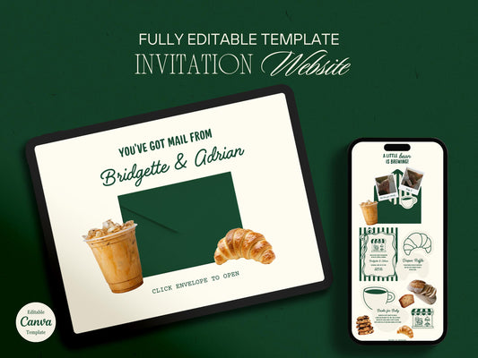 Cafe Bebe Baby Shower Invitation Website Template Editable Coffee Shop Baby Shower Website Coffee Baby Shower Digital Invitation Website