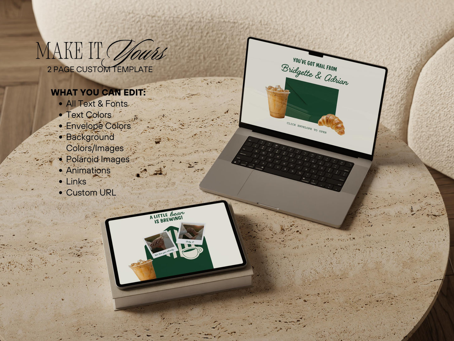 Cafe Bebe Baby Shower Invitation Template Editable Coffee Shop Baby Shower Digital Invite Coffee Baby Shower Digital Invitation Website