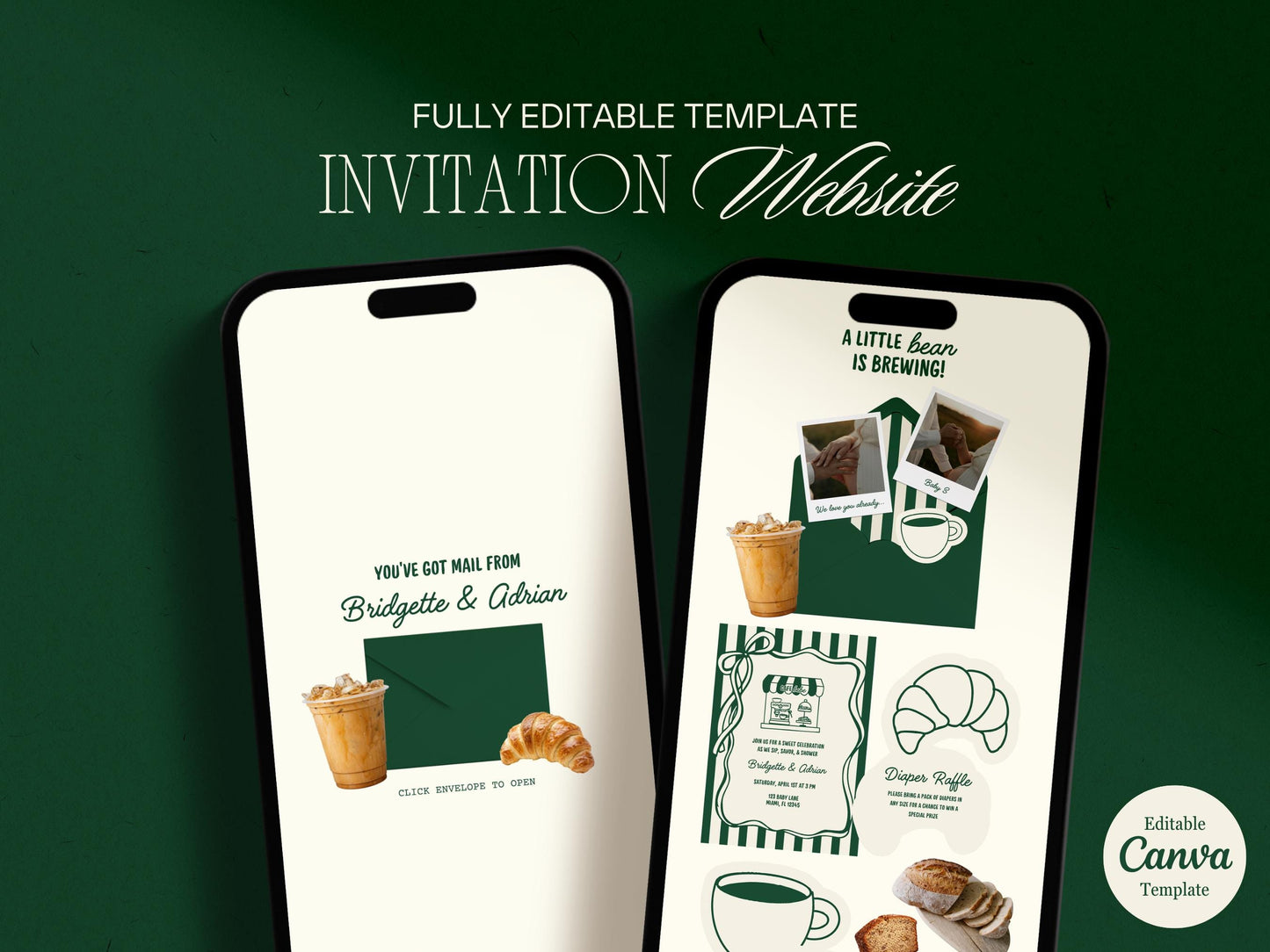 Cafe Bebe Baby Shower Invitation Template Editable Coffee Shop Baby Shower Digital Invite Coffee Baby Shower Digital Invitation Website