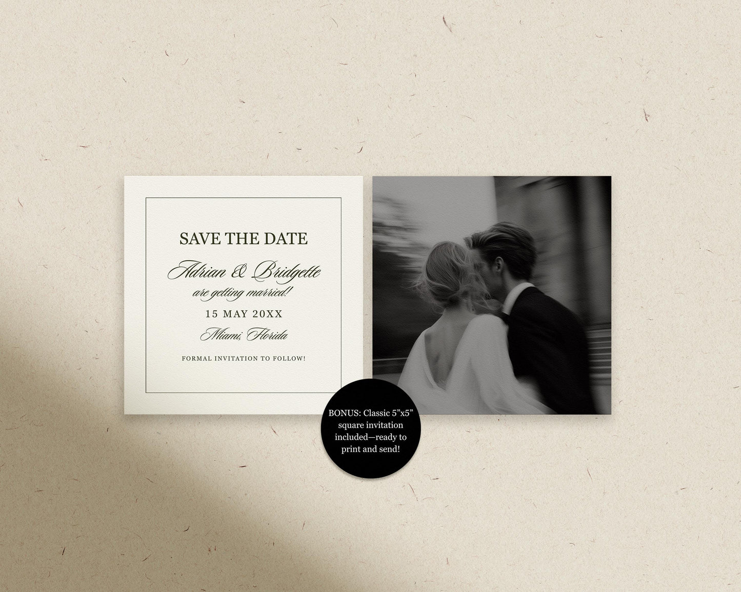 Old Money Save the Date Website Template Editable Dark Olive Green Canva Digital Save the Date with RSVP Old Money Wedding Website Template