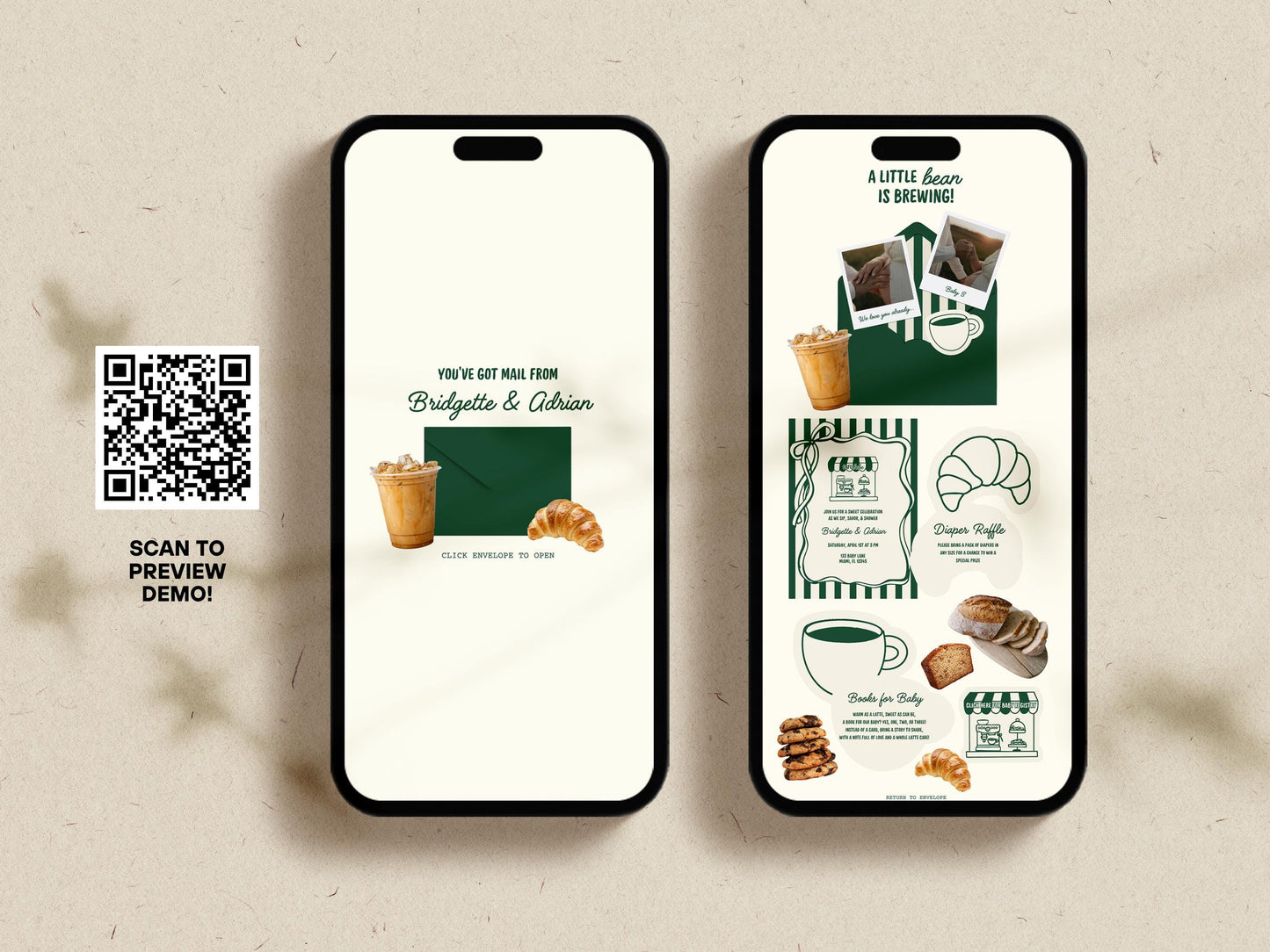 Cafe Bebe Baby Shower Invitation Template Editable Coffee Shop Baby Shower Digital Invite Coffee Baby Shower Digital Invitation Website