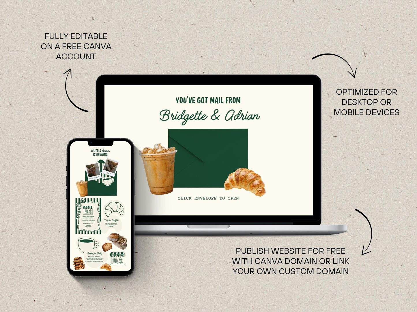 Cafe Bebe Baby Shower Invitation Template Editable Coffee Shop Baby Shower Digital Invite Coffee Baby Shower Digital Invitation Website