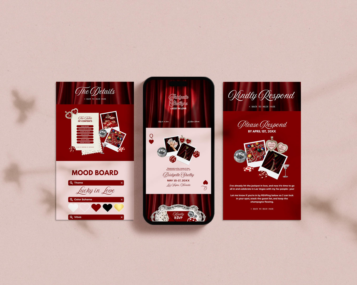Lucky in Love Vegas Bachelorette Website Template Editable Casino Bachelorette Planner Vegas Bachelorette Itinerary Website RSVP Google Form