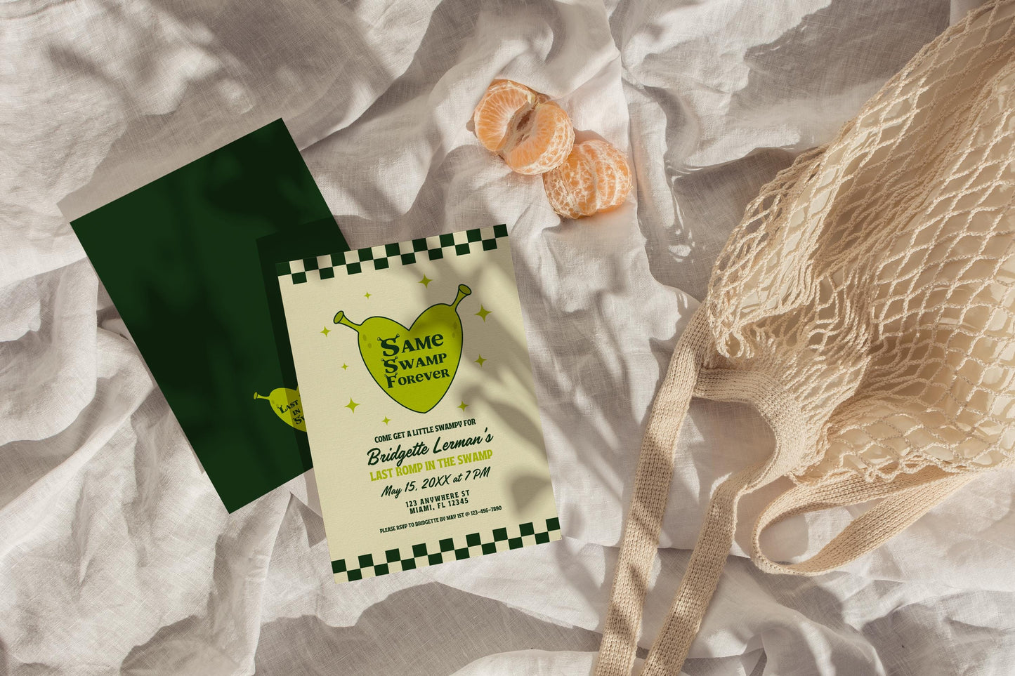 Same Swamp Forever Bachelorette Invitation Template Editable Last Romp in the Swamp Bachelorette Invite Funny Ogre Bachelorette Itinerary
