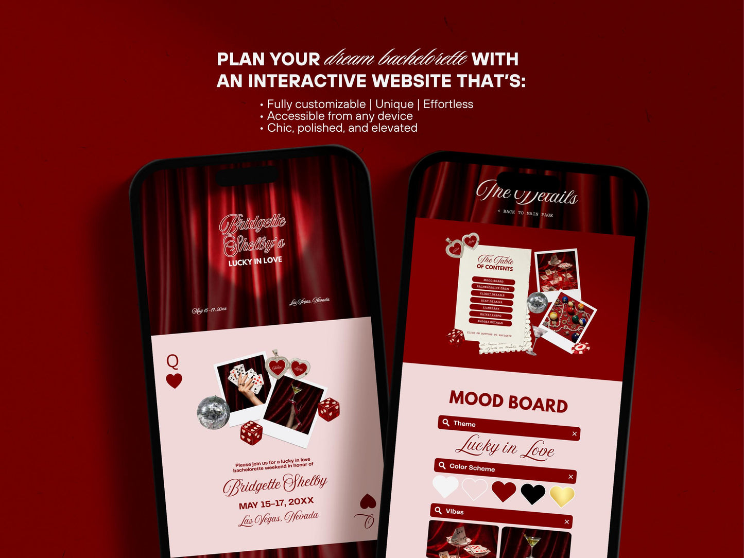 Lucky in Love Vegas Bachelorette Website Template Editable Casino Bachelorette Planner Vegas Bachelorette Itinerary Website RSVP Google Form