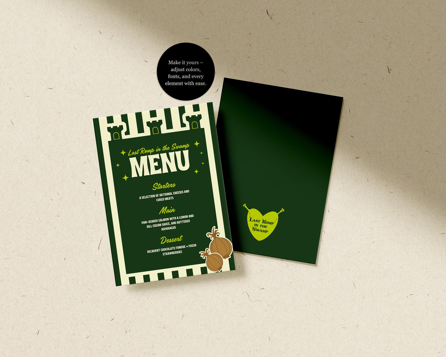 Last Romp in the Swamp Bachelorette Menu Template Editable Menu Design Same Swamp Forever Bachelorette Menu and Place Cards Funny Ogre Bach