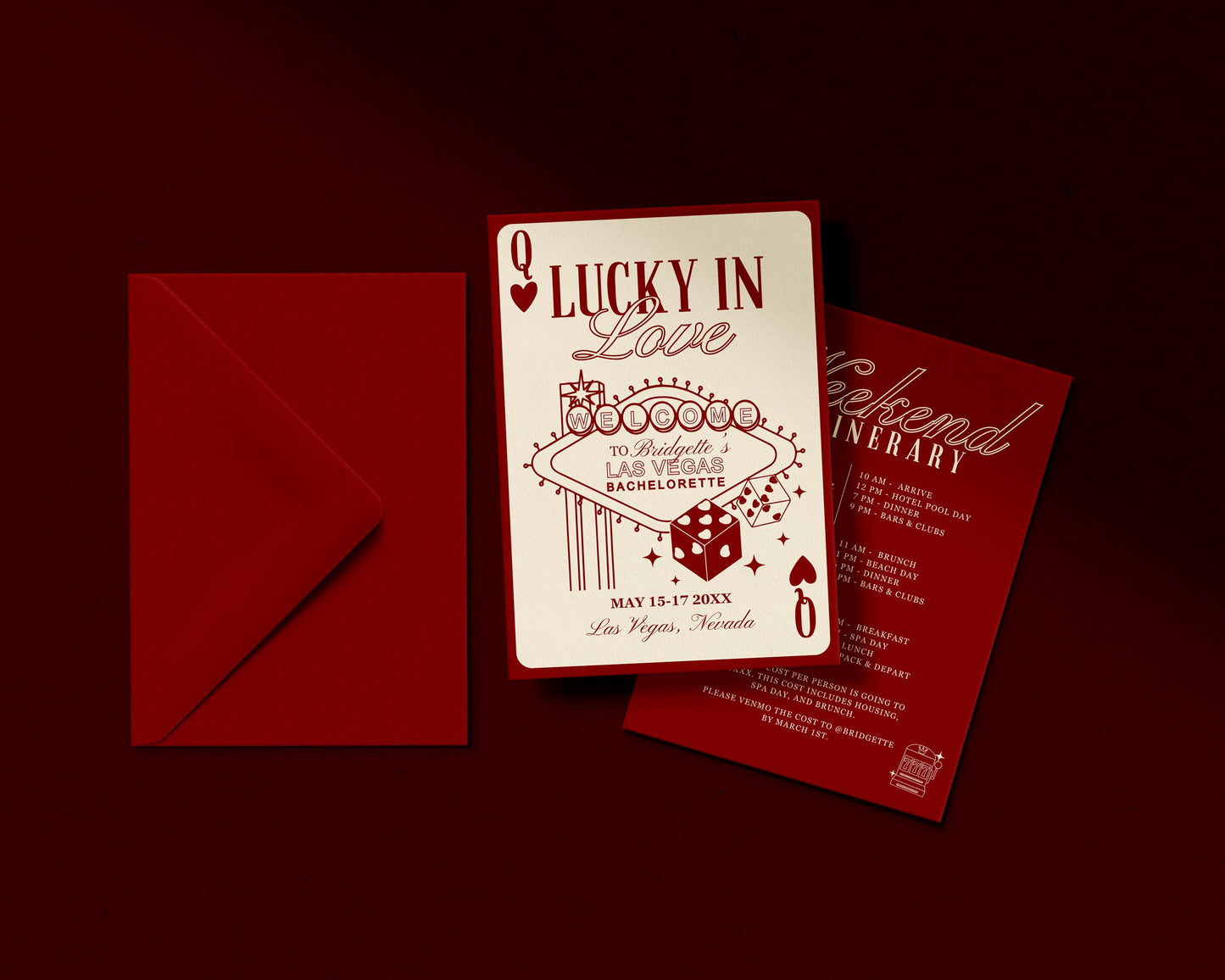Vegas Bachelorette Itinerary Template Editable Lucky in Love Bachelorette Invitation Vegas Weekend Schedule Vegas Girls Trip Itinerary Canva
