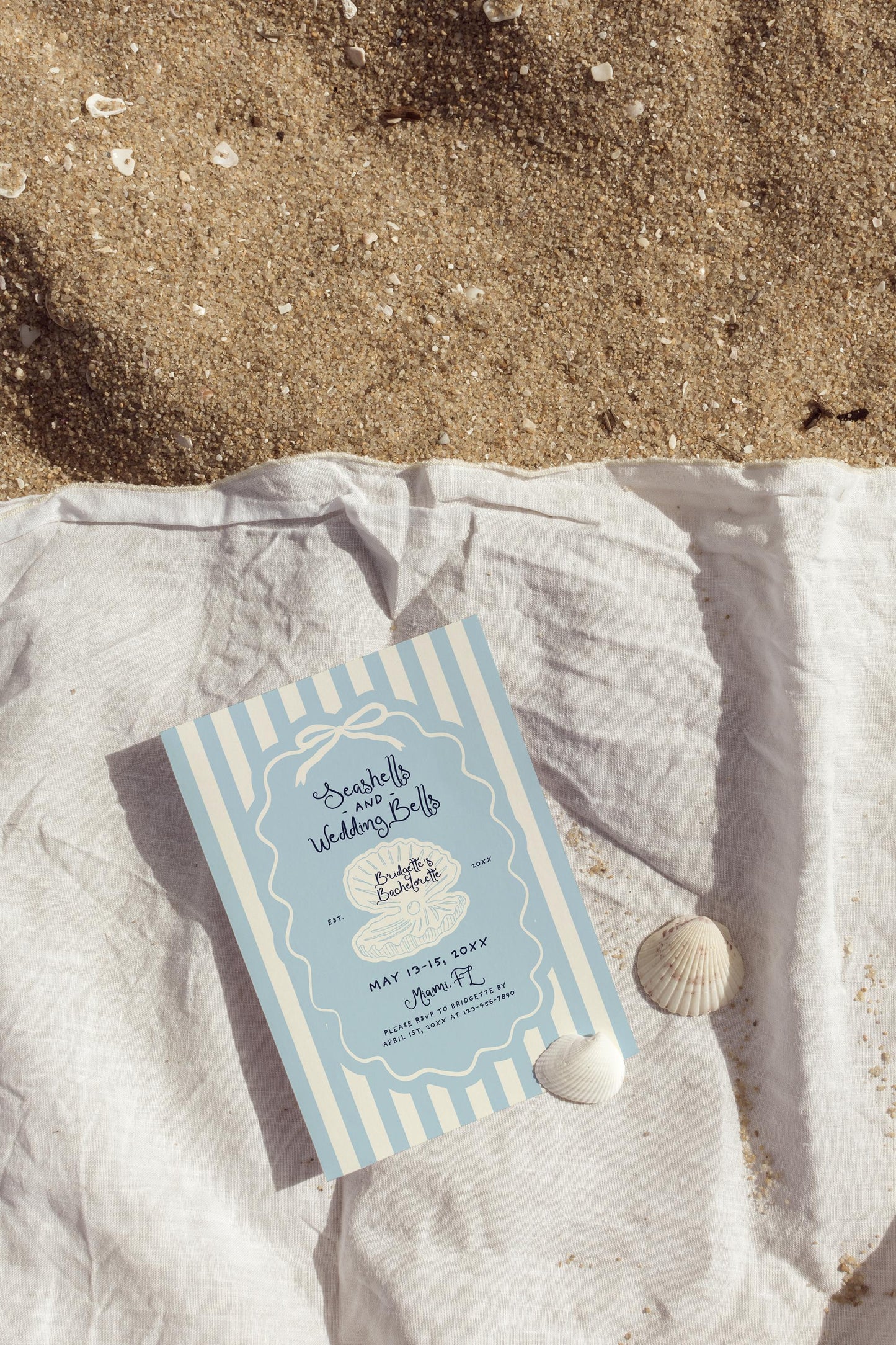 Seashells and Wedding Bells Bachelorette Invitation Template Editable Beach Bachelorette Itinerary Hand Drawn Coastal Bachelorette Invite