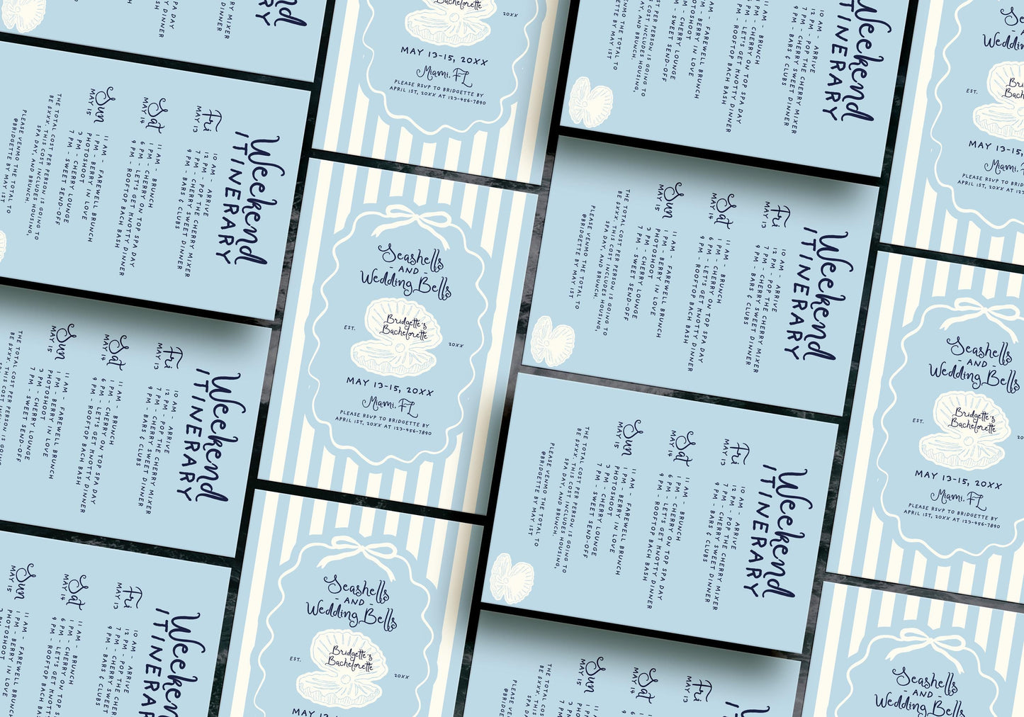 Seashells and Wedding Bells Bachelorette Invitation Template Editable Beach Bachelorette Itinerary Hand Drawn Coastal Bachelorette Invite