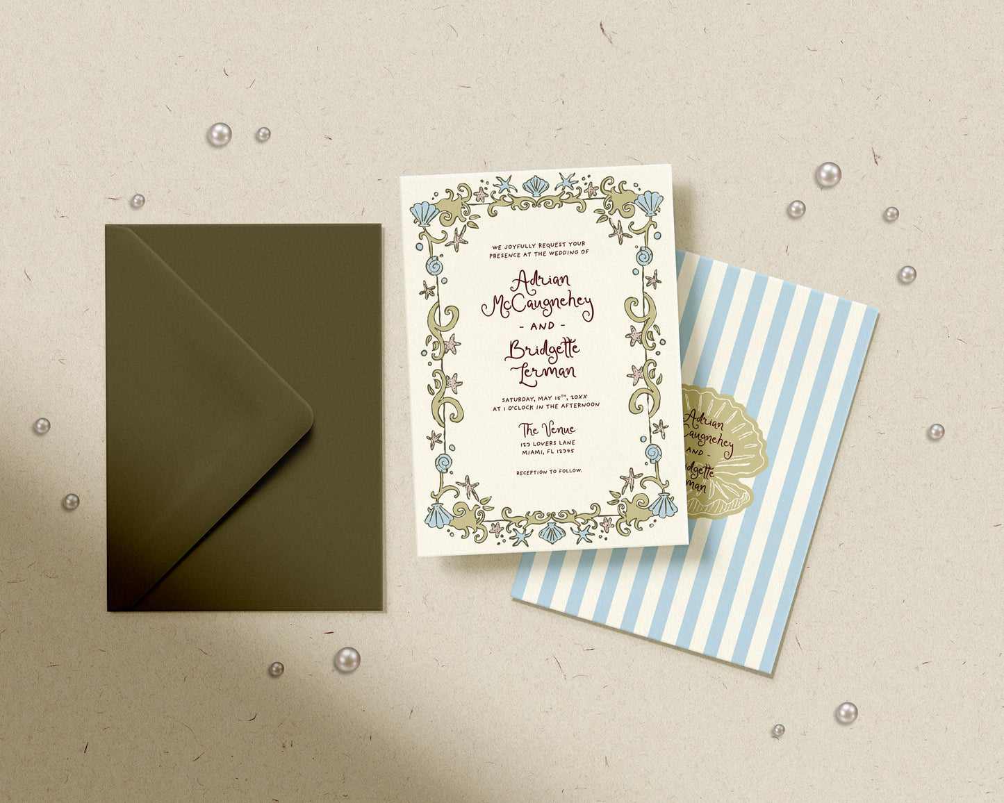 Coastal Wedding Bundle Templates Editable Seaside Wedding Invite Hand Drawn Beach Wedding Invitation Suite Whimsical Wedding Invite Colorful
