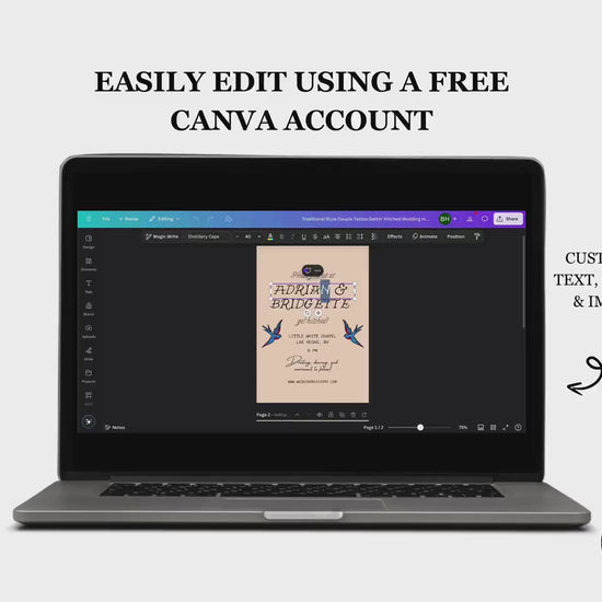 Wedding Invitation Traditional Tattoo Wedding Old School Tattoo Rock N Roll Vintage Wedding Stationery Tattoo Rockabilly Custom Invite